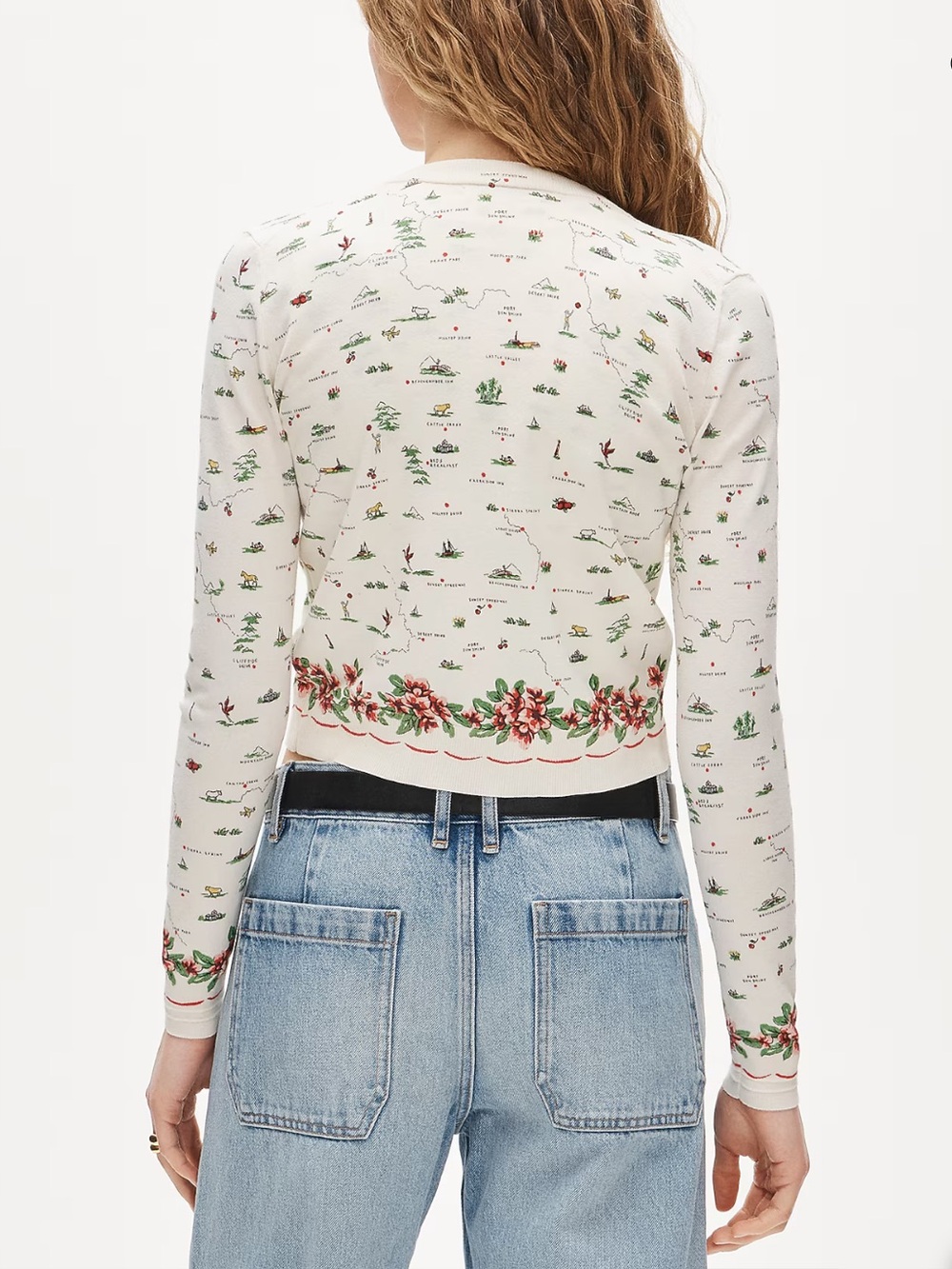 J. Crew Jackie Cardigan in map-print in premium ultra-fine cotton blend - Picture 3 of 8